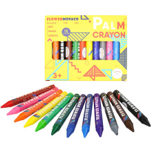 Amazon Hot Sale Toddlers Non Toxic Jumbo 12 color Crayons Learning Educational Kid Drawing Flowermonaco Palm Crayon-yellow